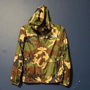The North Face Green and Brown Camouflage Jacket Youth S 7/8